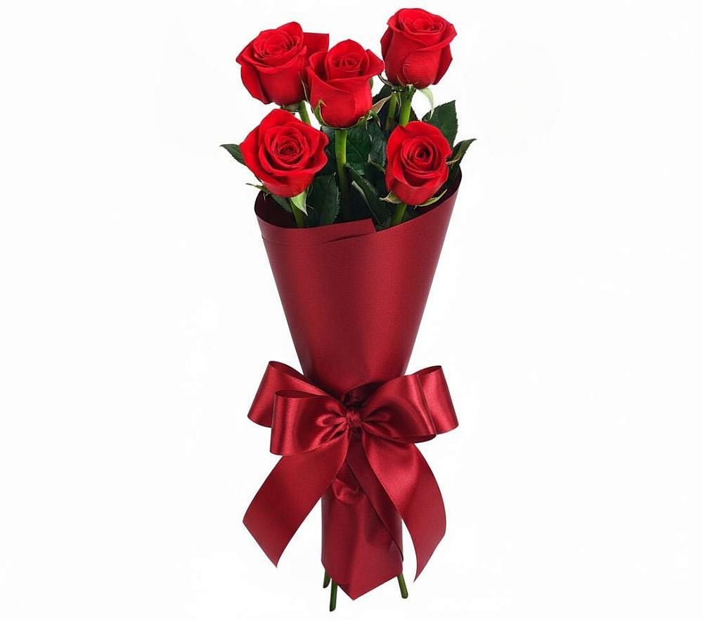 Букет 5 Красных роз Эдлесс Лав в Каменной Балке