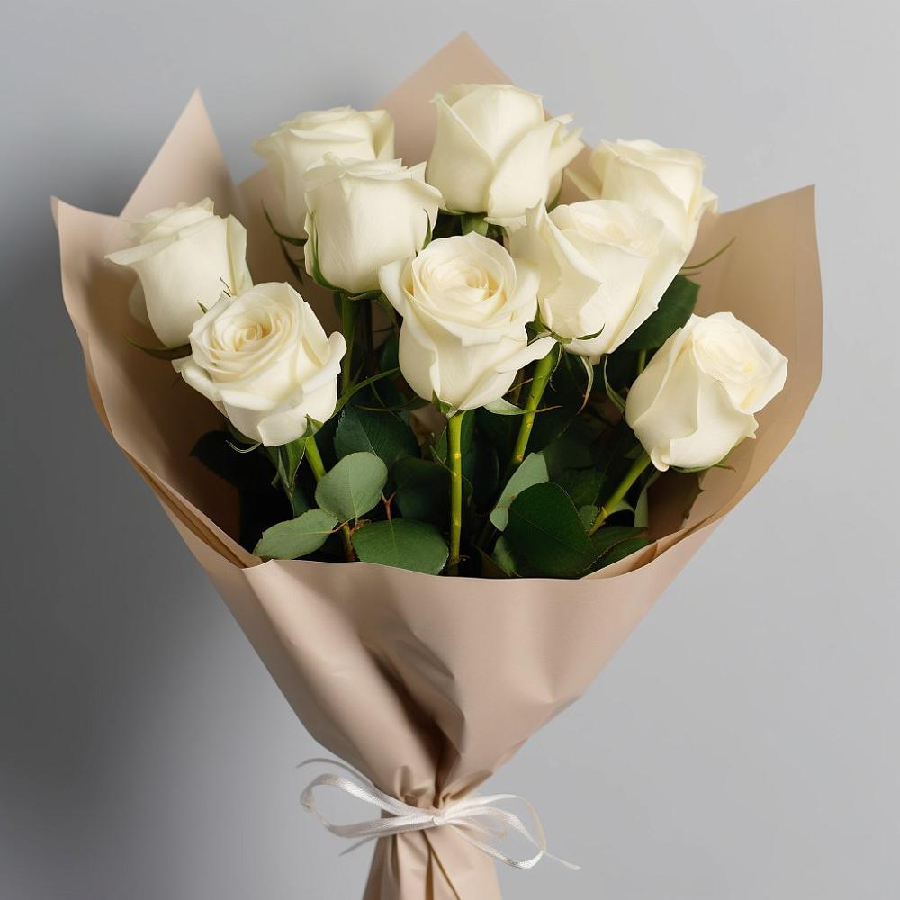 Букет 9 Белых роз Эдлесс Лав в Каменной Балке