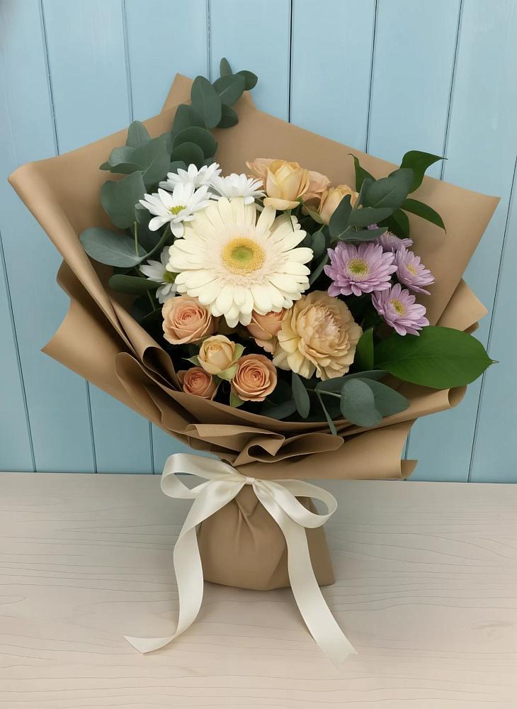 Букет цветов из: Герберы и Хризантемы в Каменной Балке