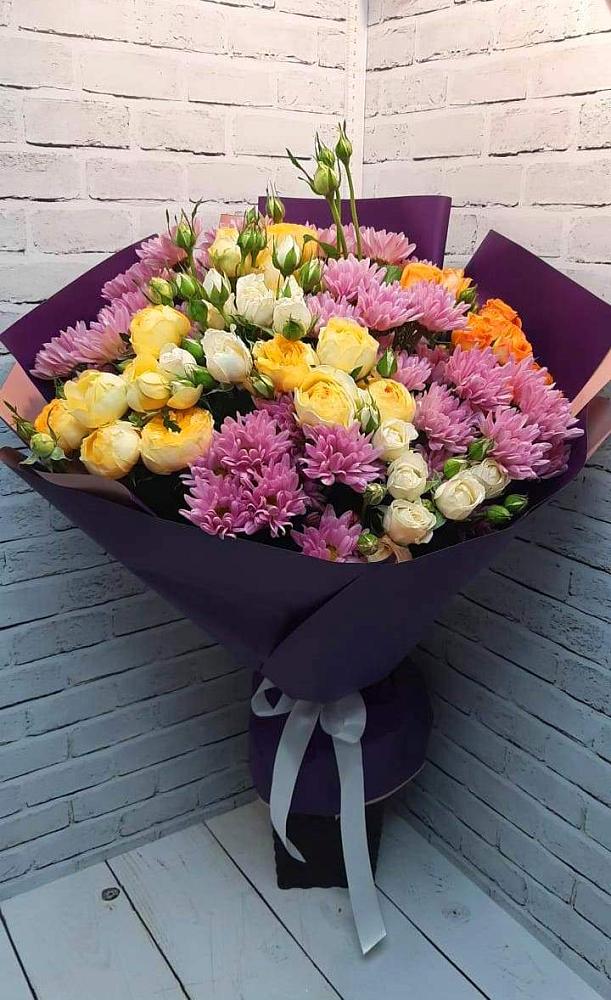Букет цветов из: Хризантемы и Розы в Каменной Балке