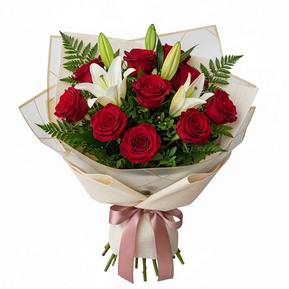 Букет цветов из: Лилии и Розы в Каменной Балке