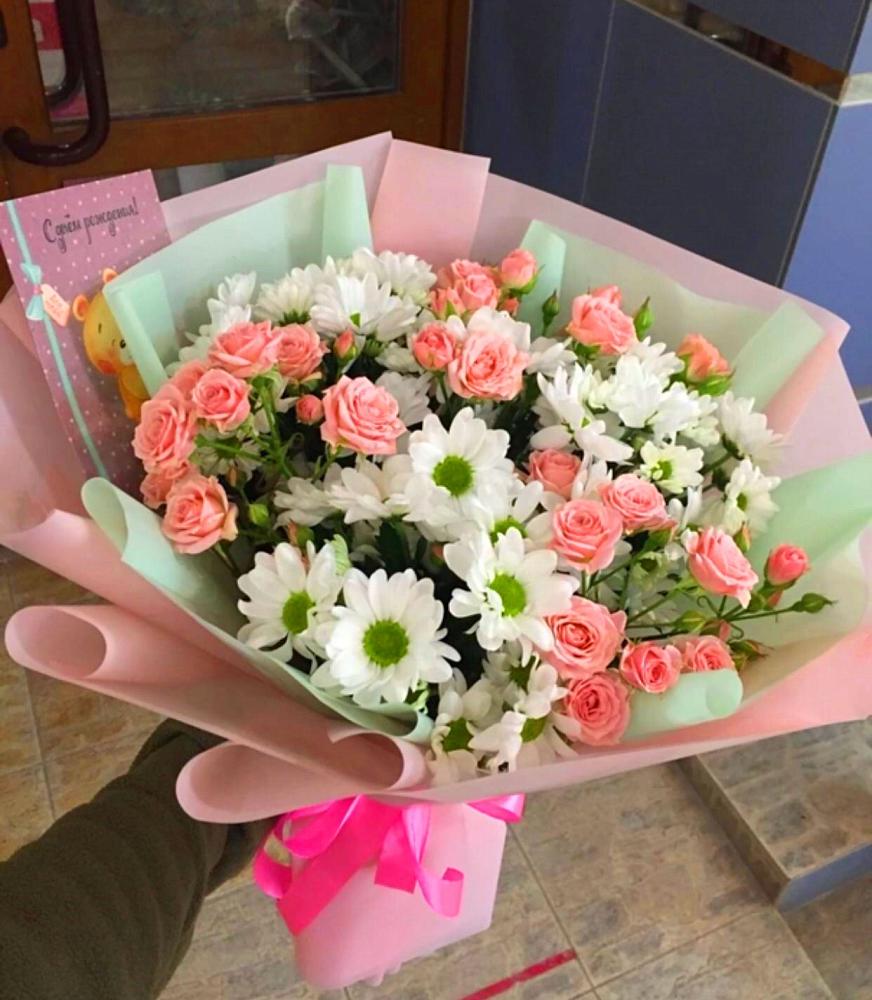 Букет цветов из: Розы и Хризантемы в Каменной Балке