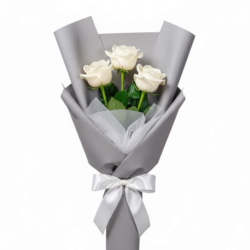 Букет 3 белые розы в Каменной Балке