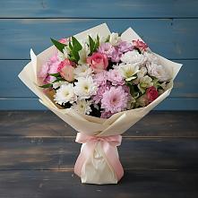 Букет цветов из:  Хризантемы, Альстромерии и Розы в Каменной Балке