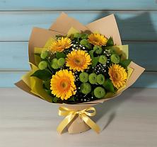 Букет цветов из:  Герберы и Хризантемы в Каменной Балке