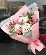 Букет цветов из:  Розы, Лизиантусы и Хризантемы в Каменной Балке