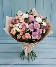 Букет цветов из:  Хризантемы, Розы и Альстромерии в Каменной Балке