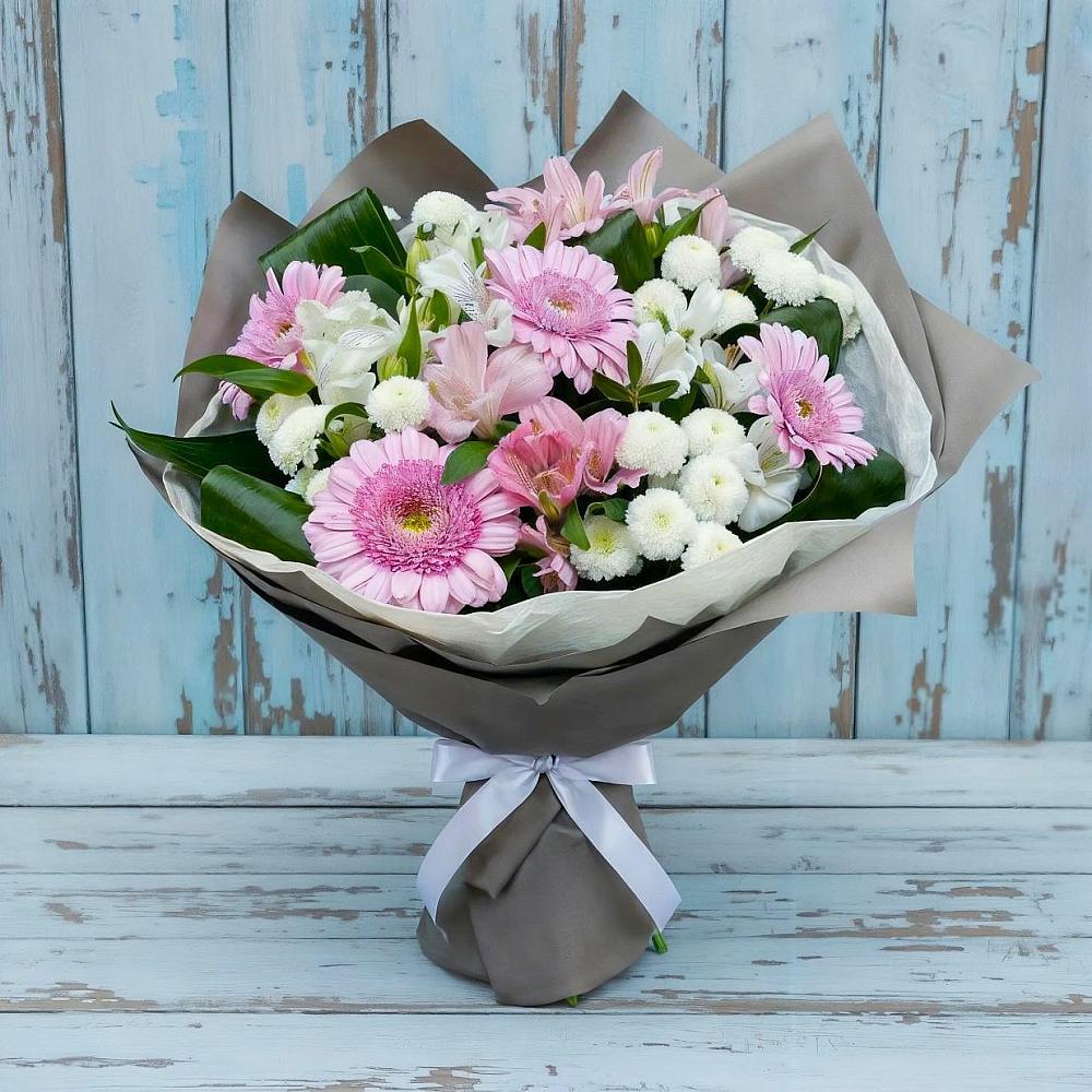 Букет цветов из: Герберы, Альстромерии и Хризантемы в Каменной Балке