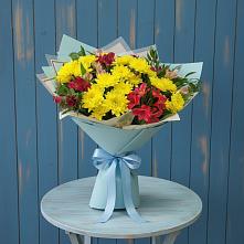 Букет цветов из:  Альстромерии и Хризантемы в Каменной Балке