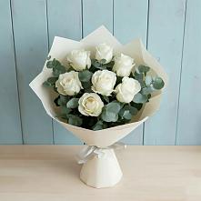 Букет Белые розы в Эвкалипте в Каменной Балке