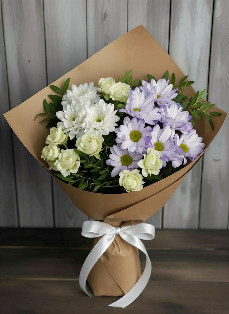 Букет цветов из: Хризантемы и Розы в Каменной Балке