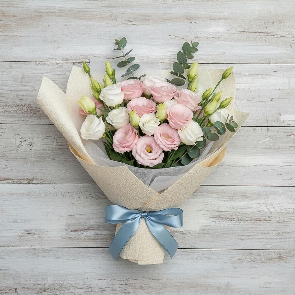 Букет цветов из: Лизиантусы в Каменной Балке